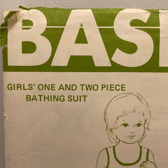 Basic Knits 306 Sewing Pattern Girls One & Two Piece Bathing Suit Size 2-6 Uncut - Picture 2 of 8